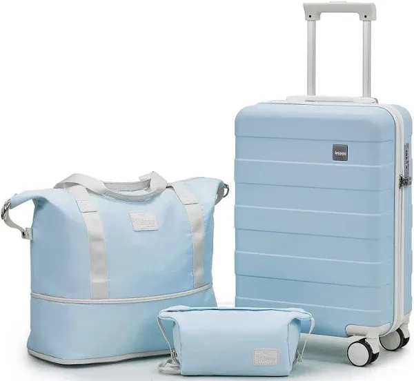 Imiomo Carry on Luggage 20 in Carry-on Suitcase with Spinner Wheels,Hardside 3pcs Set with TSA Lock