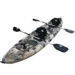 BKC TK219 12.5 Foot Tandem Fishing Kayak w/ Soft Padded Seats, 2 Paddles, 6 Rod Holders, 2-3 Person Angler Kayak