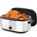 22 Quart Electric Roaster Oven with High-Dome &amp; Self-Basting Lid, Stainless Stee