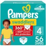 Pampers Swaddler 360 Degree Disposable Baby Diapers, Size 4 (56 ct)