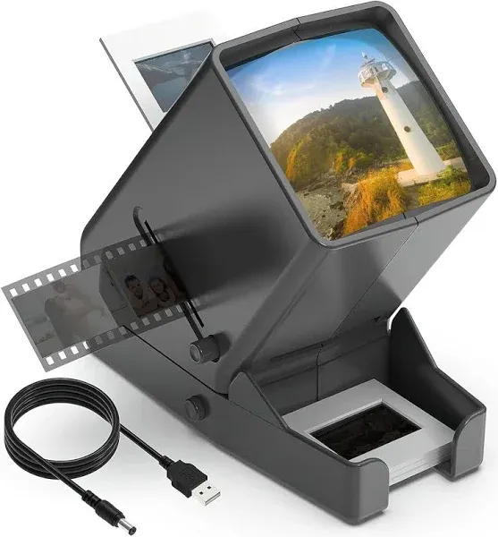 35mm Slide Viewer, 3X Magnification and Desk Top LED Lighted Illuminated View...