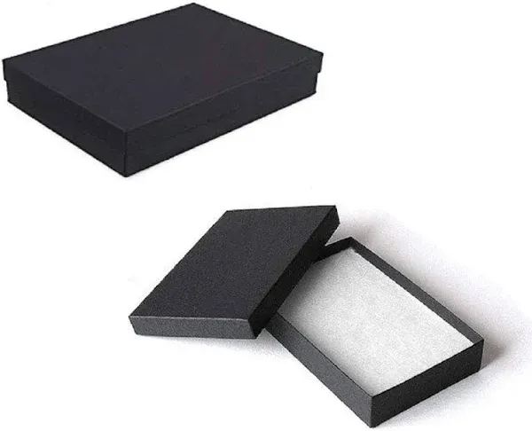 10 Pack Cotton Filled Matte Black Color Jewelry Gift and Retail Boxes 5.25 X 3.75 X 1 Inch Size by R J Displays