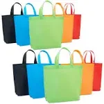 10 Pack 10 Pack Non Woven Reusable Shopping Bags with Handles, Fabric Tote for Favors, 5 Colors (15 x 12.5 In)