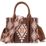 Wrangler Southwestern Print Small Canvas Tote/Crossbody - Coffee