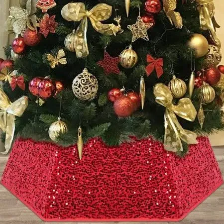 Guardwee Sequin Foldable Hexagon Christmas Tree Collar