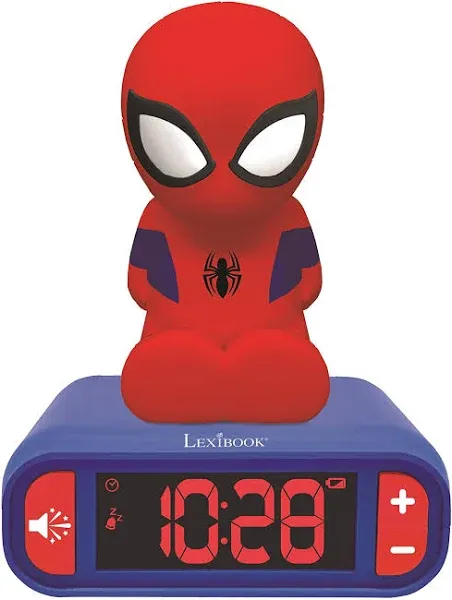 Lexibook Digital Alarm Night Light Snooze Marvel Spider Man Superheroes Sound Effects Boys Clock