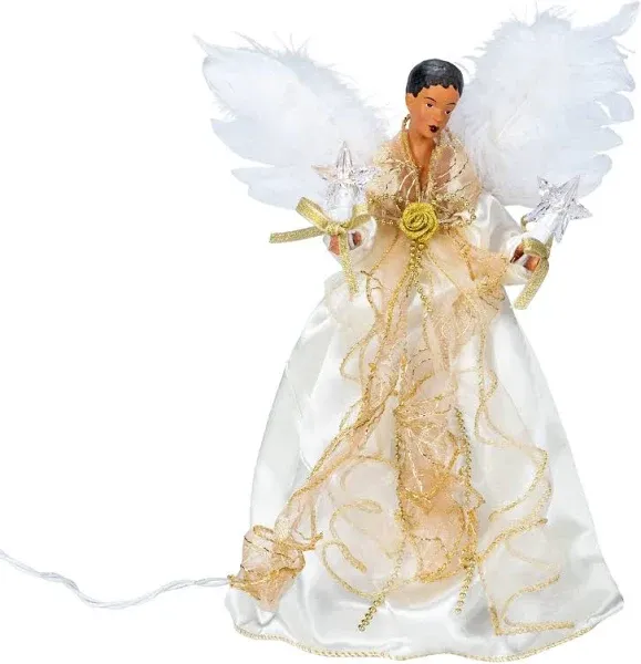 Kurt Adler 12-Inch Ivory and Gold Angel Treetop