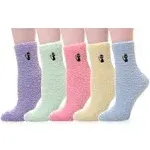 Women's Super Soft Fuzzy Cozy Fuzzy Slipper Socks (5 Pairs)