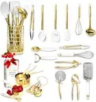 White And Gold Kitchen Utensils Set 23 Piece Luxe White And Gold Kitchen Accesso