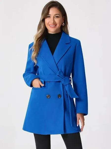 Inspire CHIC Women's Notch Lapel Belted Mid Long Winter Coat