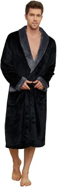 U2SKIIN Mens Fleece Robe Plush Collar Shawl Bathrobe