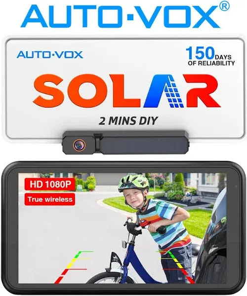 AUTO-VOX Solar Wireless Backup Camera with 5&#034; 1080P Monitor: 5000mAh Battery ...