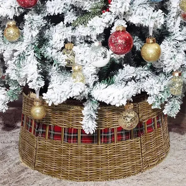 Flyowl Rustic Handcrafted Woven Christmas Tree Collar