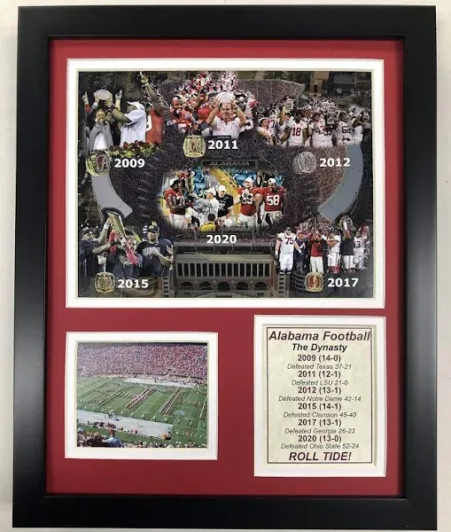 Legends Never Die Alabama Crimson Tide Football Dynasty Framed Photographic Print