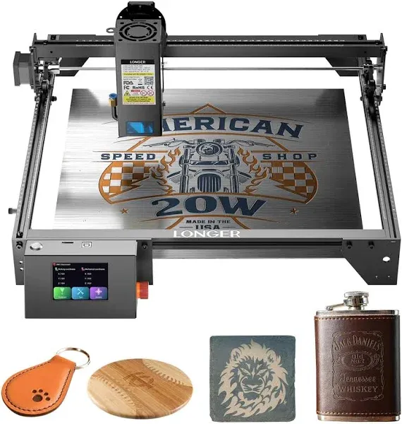 Longer Ray5 20W Laser Engraver, High-Precision Engraving Machine with 3.5" Touch Screen & App Offline Control, Laser Cutter for Wood, Metal, Acrylic