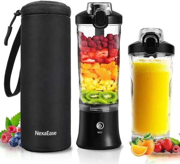 Portable Blender Personal Juicer for Shakes 20 oz, Black with Sleeve 