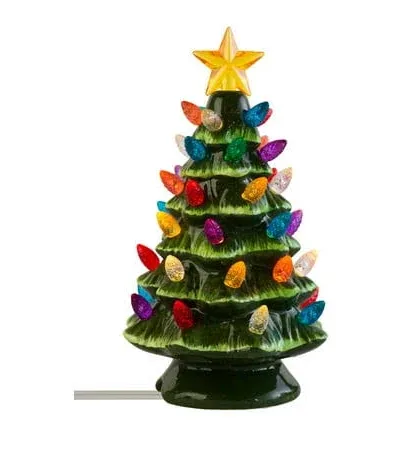 White Ceramic Tree LIGHTS UP with Multi-Color Lights 9 x 5 x 4 inch