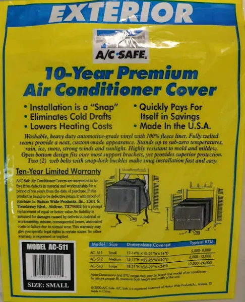 A/C Safe AC-511 Air Conditioner Exterior Small Cover