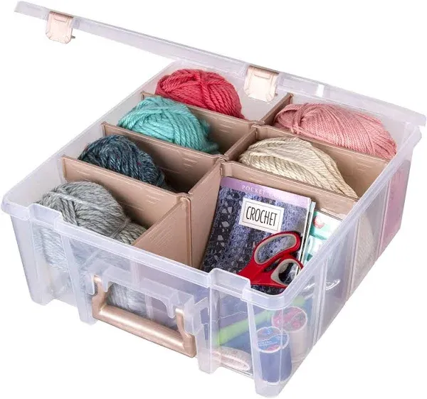 ArtBin Super Satchel Compartment Box - Stackable Durable Art Storage with 8 Removable Compartments, Smart Closure, and Portable Design for Craft Supplies, Threads, Ribbons, Paint Tubes