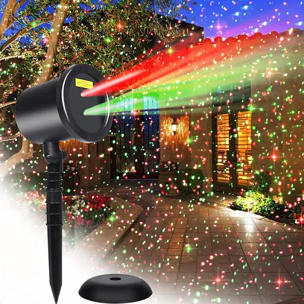 YFAIN Christmas Laser Projector Lights Outdoor, Waterproof Static Red and Green Star Xmas Projector Lights Outdoor