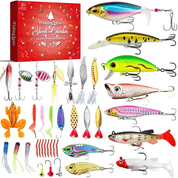 Fishing Advent Calendar 2024, Fishing Lures Kit Including Crankbaits, 