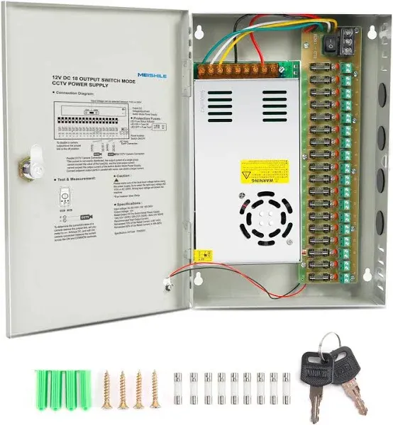 MEISHILE 12V 30A 360W CCTV Power Supply Box