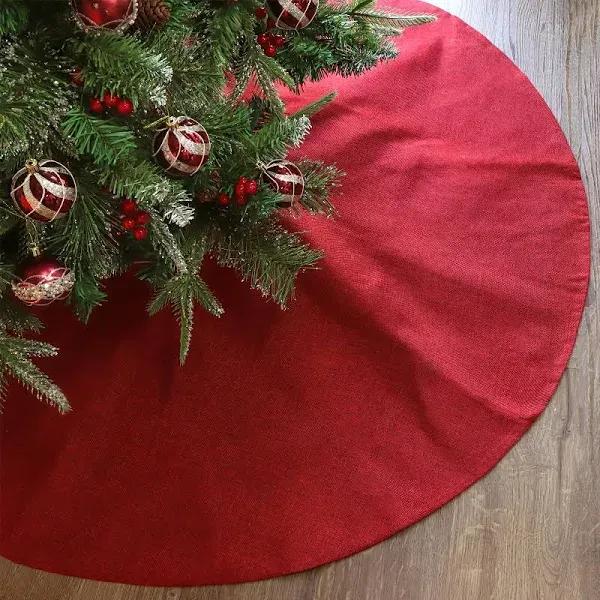 Ivenf Extra Large Burgundy Burlap Christmas Tree Skirt