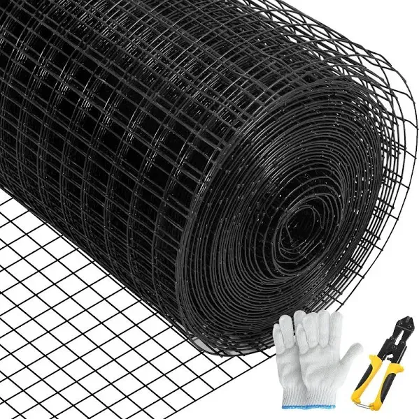 Galvanized Steel Vinyl Coated Hardware Cloth, 48&#034; x 50&#039;, Black Fencing Kit