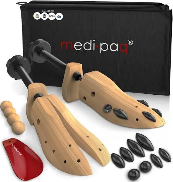 Medipaq Premium Ladies Pine Shoe Stretchers UK Size 3-8 Shoe Tree with Cedar Balls and Drawstring Bag