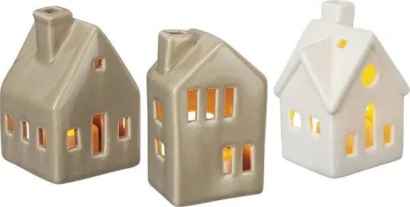 Primitives by Kathy Small House Shaped Stoneware Candle Holders