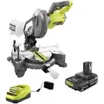 Ryobi P553-PSK005 ONE+ 18V Cordless 7-1/4 in. Compound Miter Saw with 2.0 Ah Battery and Charger