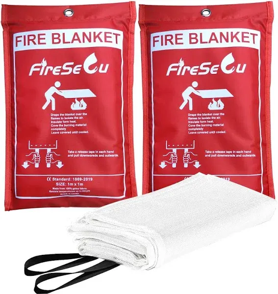 firesecu Emergency Fire Blanket For Home and Kitchen,Fire Blankets Emergency For Home Fiberglass Flame Retardant Blanket Fire Safety Blanket