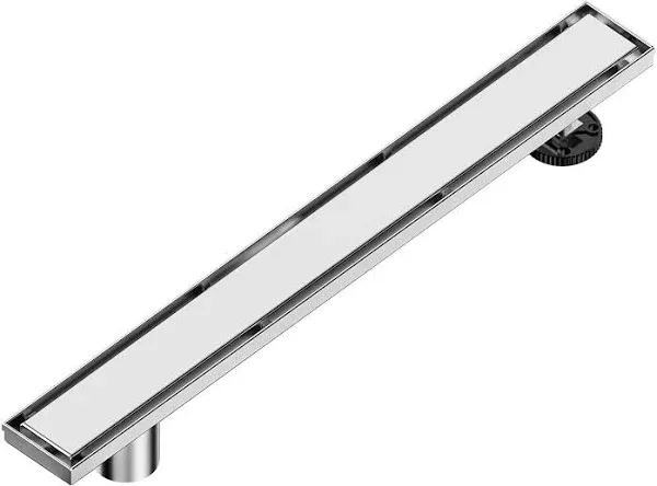 24-Inch Offset Linear Shower Drain with Tile insert Grate Cover, Brushed 304 ...