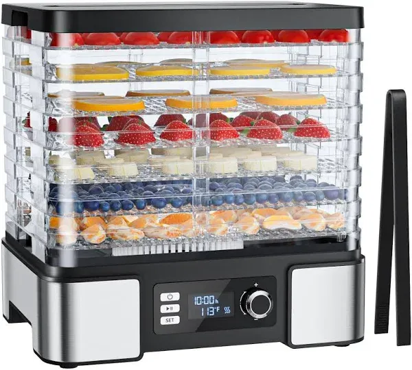 Stainless Steel Jerky Dehydrator: 7 BPA-Free Trays &amp; 360° Airflow Circulation