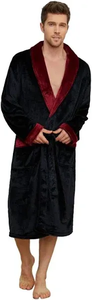 U2SKIIN Mens Fleece Robe Plush Collar Shawl Bathrobe