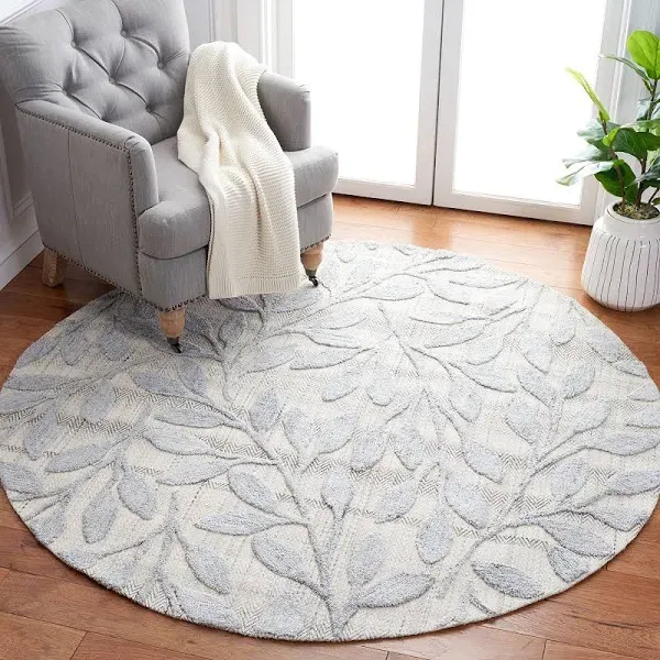 SAFAVIEH South Hampton Collection 6' Round Grey SHA302F Handmade Botanical Wool Area Rug