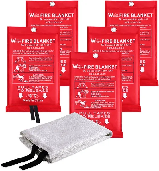 wucgea Fire Blanket for Home and Kitchen Fiberglass Reusable Fire Blankets Suppression Emergency for School Fireplace Grill Car Office Garage