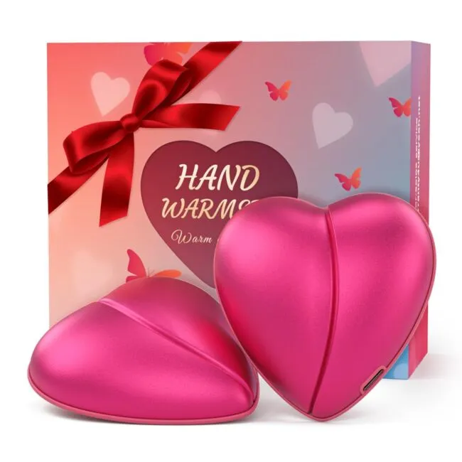 Hand Warmers Rechargeable 2 Pack, 5200mAh Heart-Shaped Electric Handwarmers, Reusable Portable Pocket Heater, Great Gifts Stocking Stuffers for Women, Valentines Day Gifts for Her