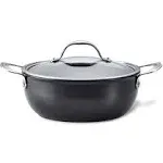 Anolon X SearTech Aluminum Nonstick Casserole Pan with Lid, 4-Quart, Super Dark Gray