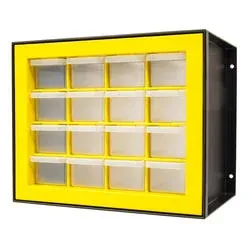 16 Drawer Parts Cabinet, Black/Yellow