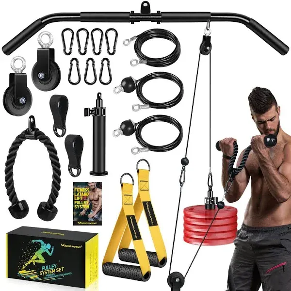 Weight Cable Pulley System Gym - Upgraded LAT Pull Down Machine Accessories, ...