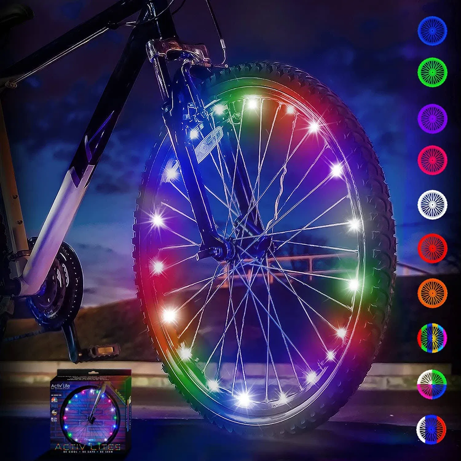 Activ Life NIB Activ Lites Bike Wheel Lights for Wheel size 12&#034; to 29&#034; multicolr