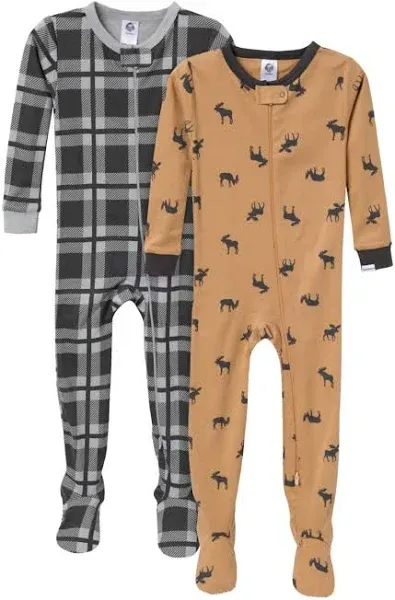 2-Pack Baby &amp; Toddler Boys Moose Snug Fit Footed Pajamas