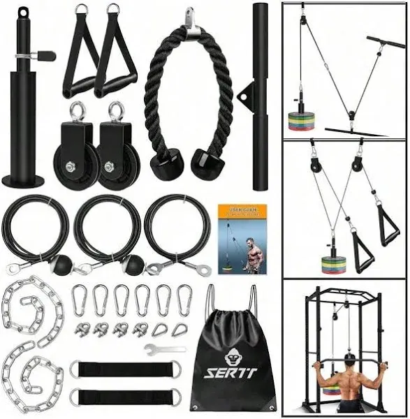 Complete Weight Pulley System with Upgraded Attachments for Diverse Exercises