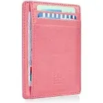 Slim RFID Blocking Card Holder Minimalist Leather Front Pocket Wallet for Women