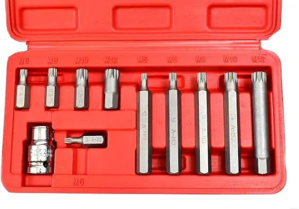 11pc XZN 12 Point Spline Socket Bit Set Hex Shank M5 M6 M8 M10 M12 