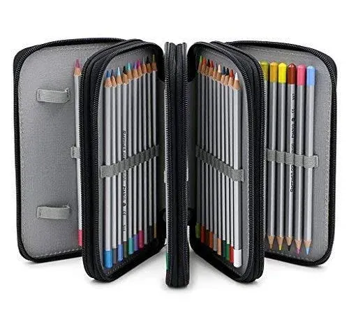 Handy Wareable Oxford Colored Pencil Bags Large 72 Slots Pencil Organizer 