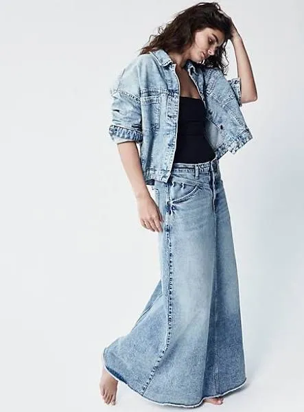 Free People Women's We The Free Come as You are Denim Maxi Skirt