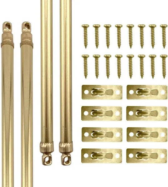 Amazing Drapery Hardware Swivel Sash Curtain Rods with Brass Finish, Set of 2 (Hardware Included) - Adjustable Length 11-19 Inches, Easy to Install Metal Rods for Doors, Windows, and Sidelights