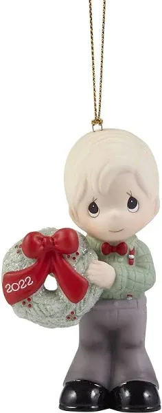 Precious Moments 3.5" May Your Christmas Wishes Come True 2022 Dated Boy Bisque Porcelain Ornament